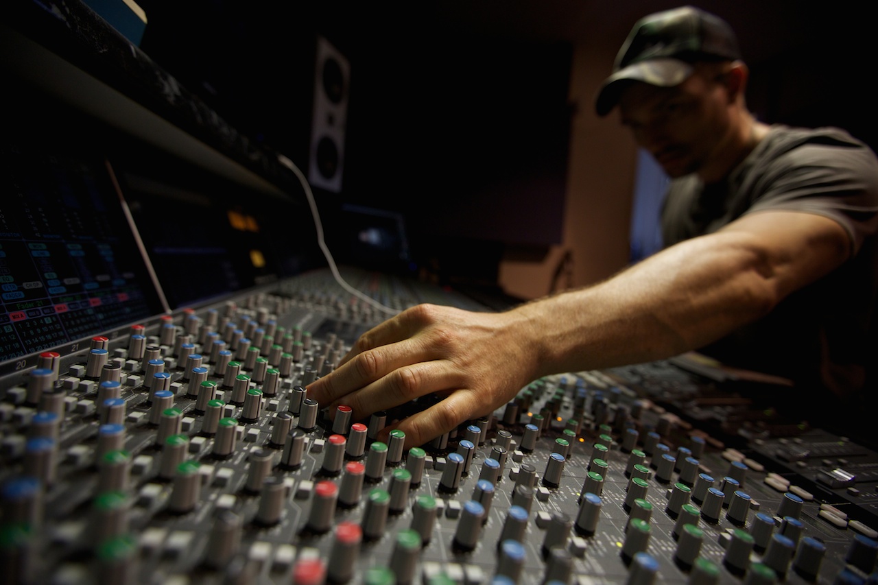 music production console,